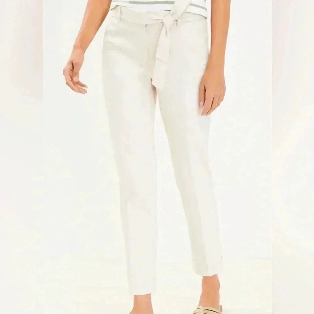 🥳Loft Devin Tie Waist Slim Pants in Twill
